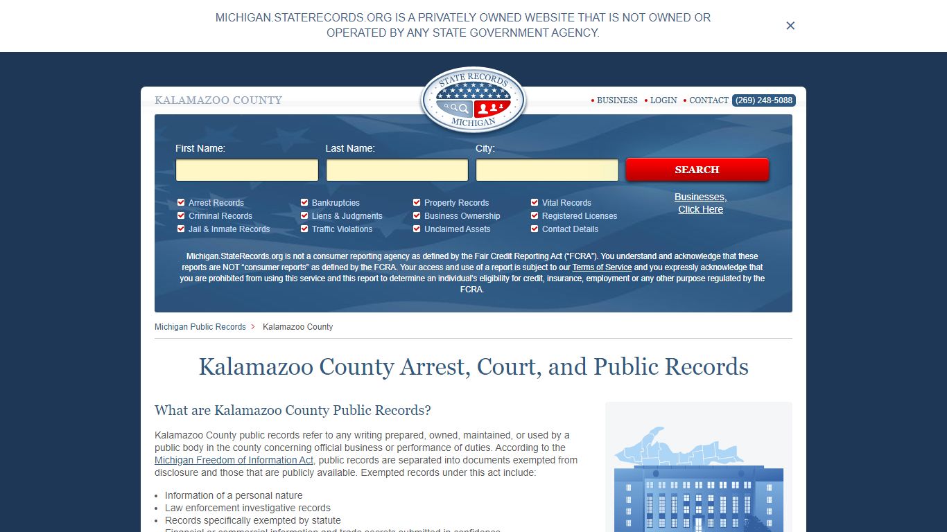 Kalamazoo County Arrest, Court, and Public Records