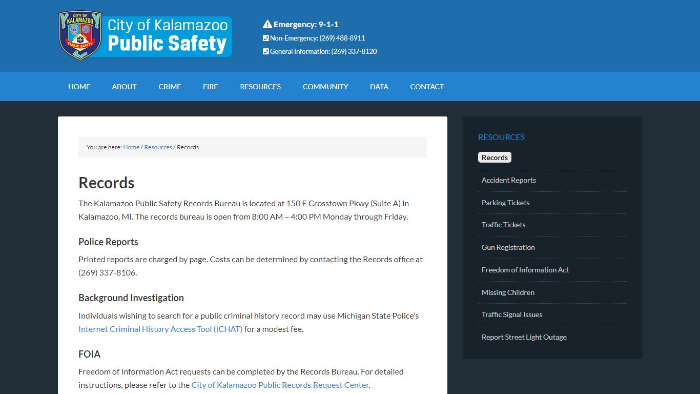 Records | Kalamazoo Department of Public Safety